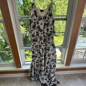 White and Blue Floral Dress